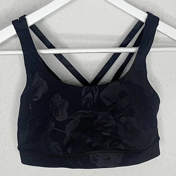 Lululemon Energy Bra in Flat Inky Floral Embossed Black - Picture 5 of 8